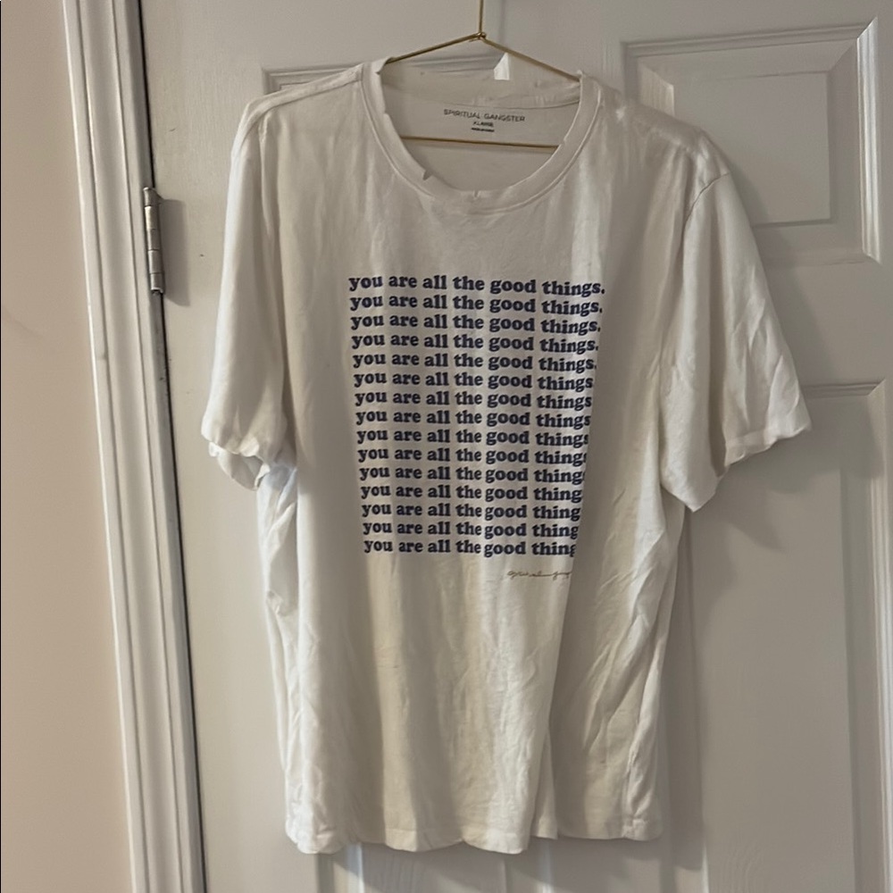 Spiritual Gangster White and Blue Short Sleeve Tee